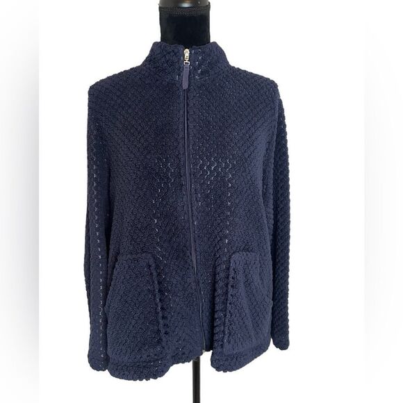 CUDDL DUDS NAVY SOFT COZY ZIP UP JACKET WOMENS SIZE LARGE *Super cozy! - Picture 5 of 9